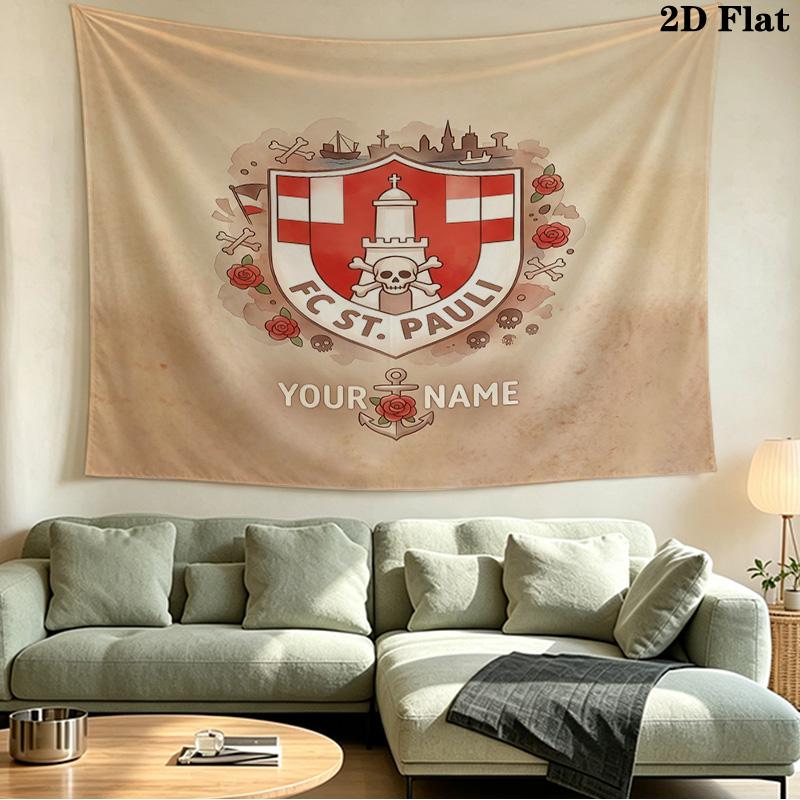 Custom Name FC St. Pauli Printed Tapestry – Wall Hanging for Bedrooms, Dorms, and Home Decor