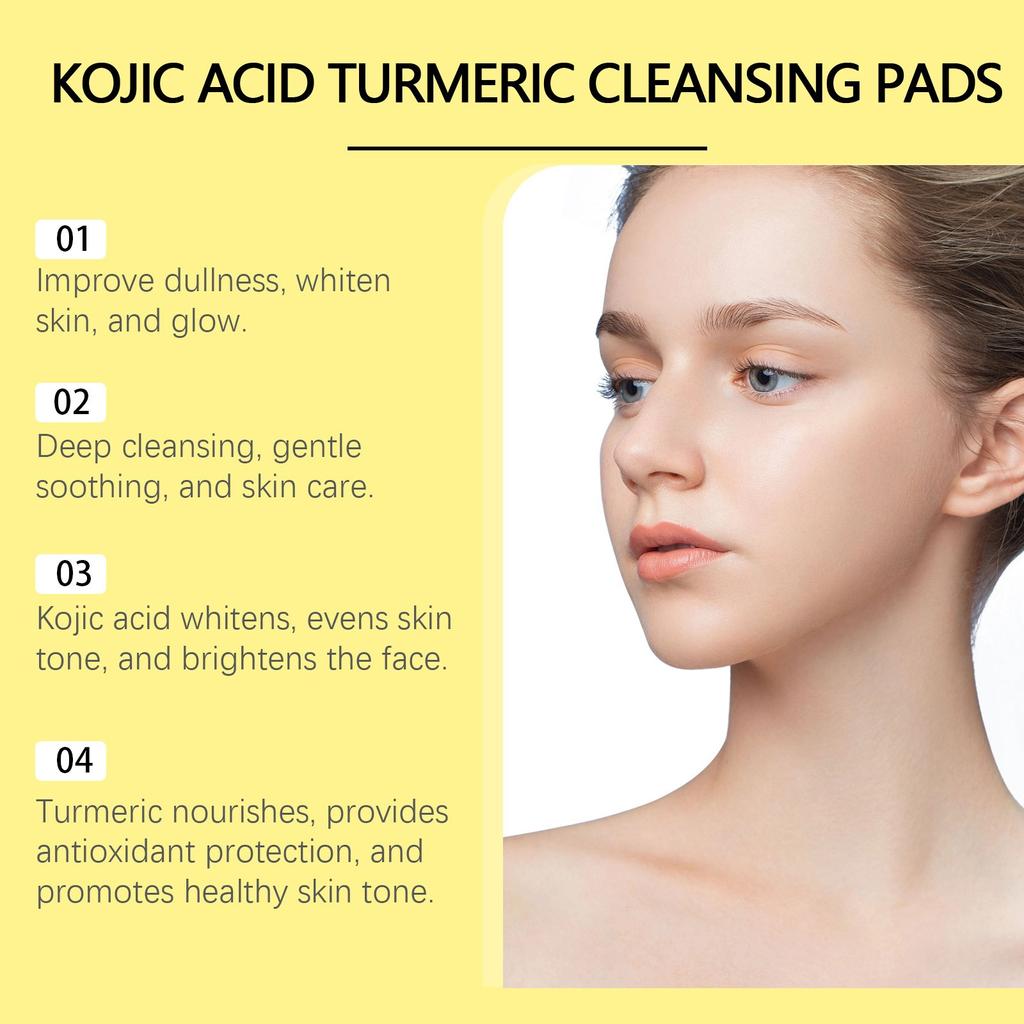 Brightening Cleansing Pads, Kojic Cleansing Pads Helps Balance Skin Oil And Water Hydrating Remove Excess Keratin From The Body'S Skin(55PC)1ml