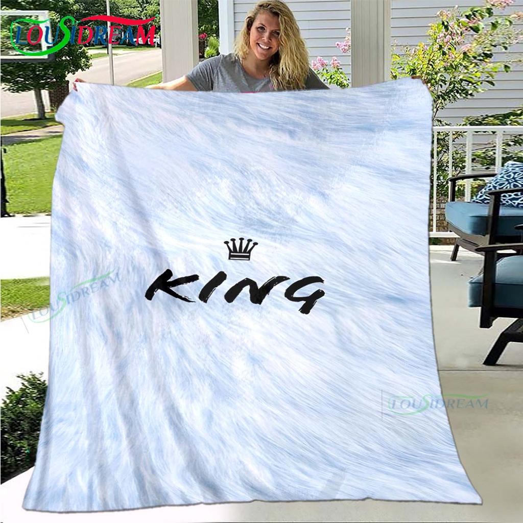Hot Pattern KING and QUEEN Pattern Blanket Flannel Thin Blanket Portable Home Travel Office Lunch Break Blanket Birthday Gift