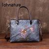 Retro Woman's Handbag Hand Painted Genuine Leather Women Shoulder Bags Leisure Floral Cowhide Messenger Bag