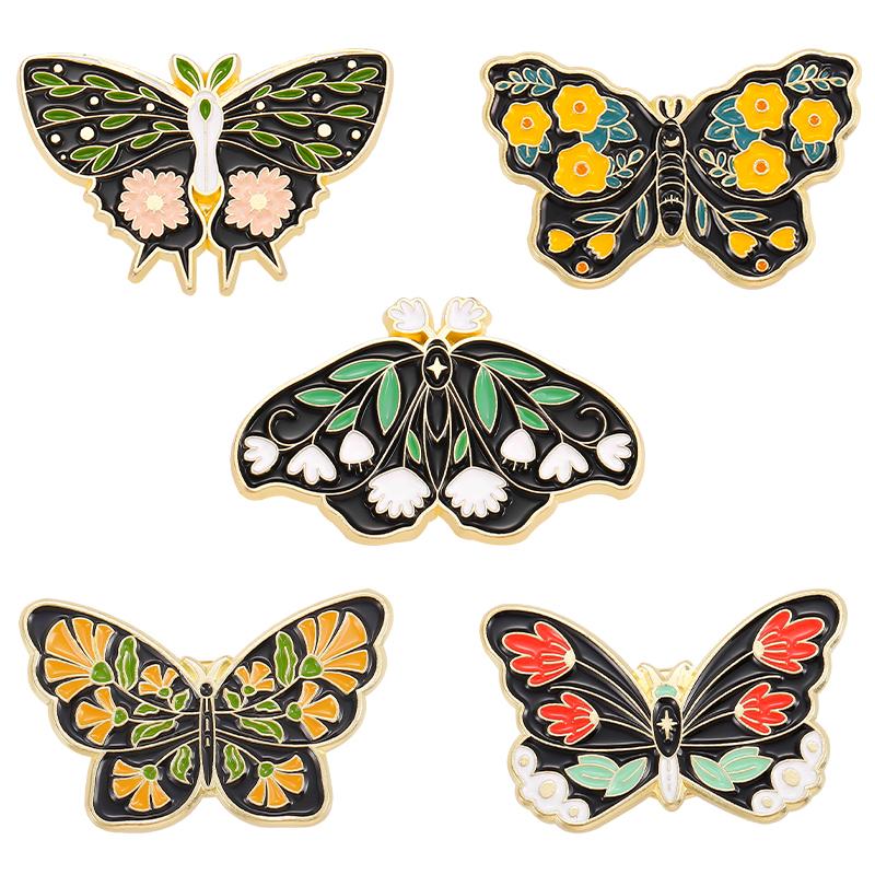 5-6 pcs/set Dinosaurs Park Enamel Pins Butterfly Hedgehog Frog Brooches Lapel Badges Animal Plant Jewelry Gift for Kids Friends