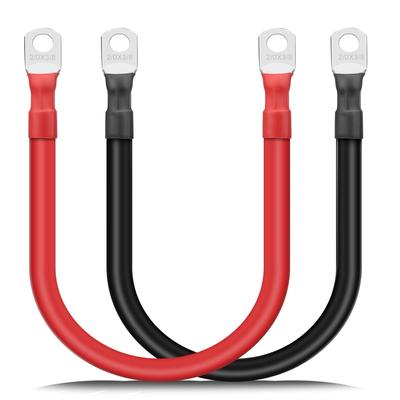 2 шт. 2/0 AWG 00 калибра, 12-дюймовые аккумуляторные кабели с клеммами-наконечниками 3/8″, гибкие, сверхпрочные, из чистой меди, силовые провода для инвертора, для автомобилей, морских судов, автодомов