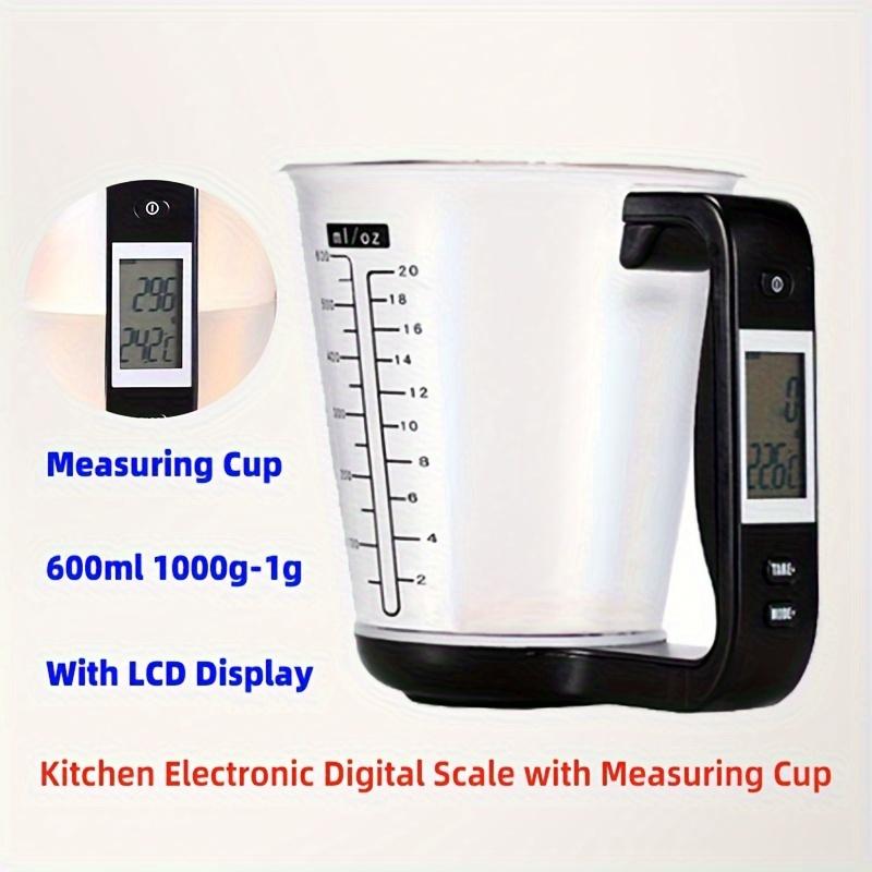 600ml Smart Measuring Cup with Thermometer , 6 in 1 Unit Conversion , Food Grade ABS Detachable Design , Real Time Monitoring from 0 to 40°C