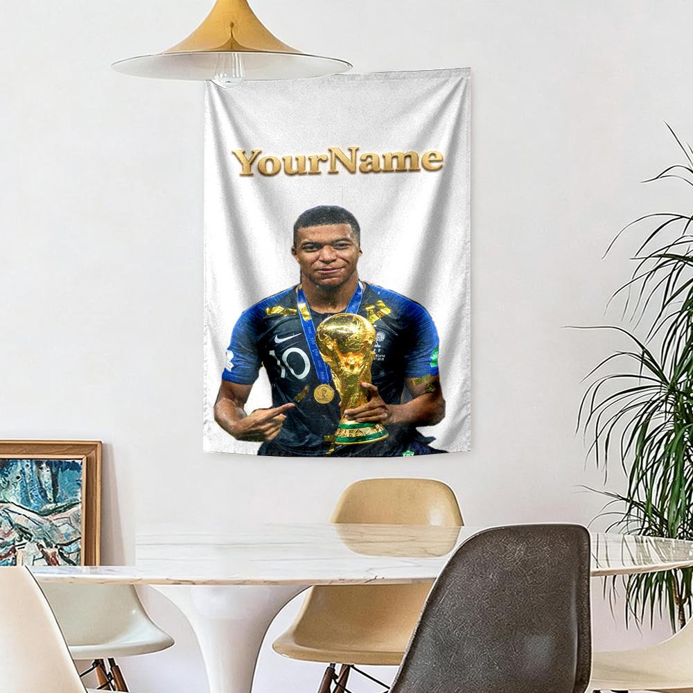 Mbappe Custom Your Name Wall Decor Tapestry Art For Pet Memorial Birthdaywedding Party Backdrop Family Gift