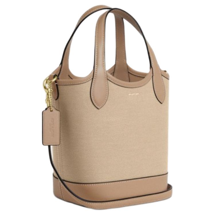 Coach Hanna Carriage Pattern Printed Fabric 18 Bucket Bag Women bags Deep-Natural CAK95-IMLG6