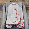 Cartoon Cat Round Neck Sweater Printed Women's Autumn Raglan Sleeve Cartoon Casual Round Neck Sweater Casual Pullover Top