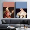Vintage Altered Oil Painting Prints Funny Bathroom Poster Portrait Renaissance Art Prints Canvas Painting Home Room Toilet Decor