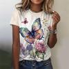 Women's T-Shirt Butterfly Graphic Print Summer Short Sleeve Casual Tops Street Fashion O Neck T-Shirt 2025 Female Clothing
