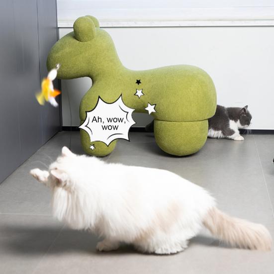 Интерактивная кошачья дразнилка-палочка, кошачья игрушка со сменными дразнилками с перьями, вращающееся на 360 градусов основание капибары, гибкая кошачья палочка