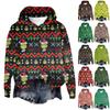 Women's Hooded Long Sleeve Christmas Printed Flannel Top Hooded Sweatshirt
