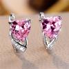 Серьги-капли с розовым камнем и цирконием в форме сердца, женские серьги-капли с фианитом, свадебные модные ювелирные изделия серебристого цвета, ювелирные изделия