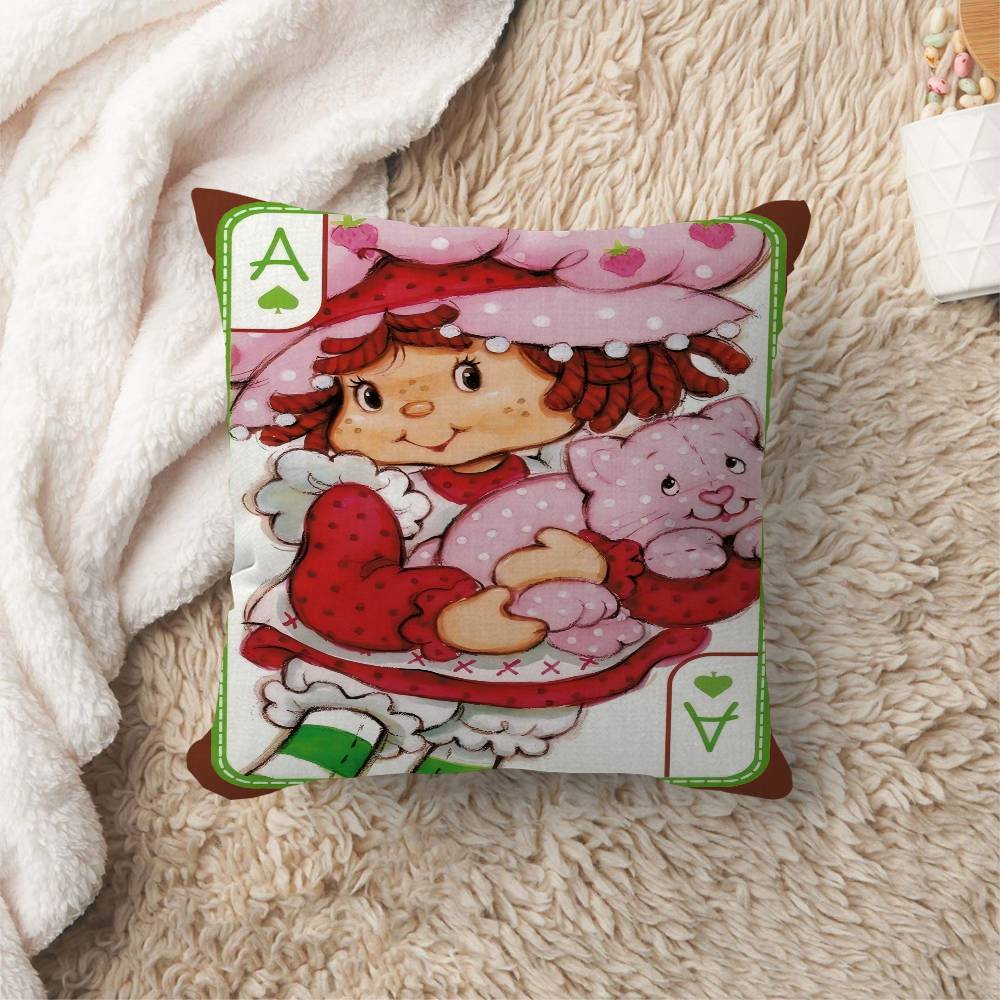 Cartoon Strawberry Shortcake Personalized Pillow Cover Kids Bedroom Wild Party Decor Pillowcase kid Birthday shower Gift