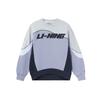 Li Ning Sports Lifestyle Series Logo Print Color Block Round Neck Pullover Sweatshirt Women Sweatshirt Fog-Purple Antarctic-Gray AWDR318-5
