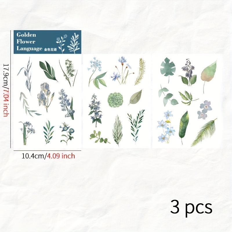 3 pcs/pack Plants flower leaves flat stickers DIY album Washi stickers Decorative Stick Labels Scrapbooking material