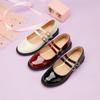 New Soft-soled Non-slip Patent Leather Girls' Single Shoes Buckle Round Head Middle-aged and Older Children's Student Shoes Wear Children's Leather Sh