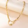Trendy Heart-shaped Rhinestone Chunky Chain Necklace For Fashionable Womens Accessories
