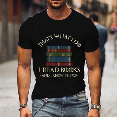 Модные мужские футболки I Read Book I Know Nothing Забавные графические футболки Футболка для любителей книг Harajuku Shirt Men Vintage Shirts Male Top