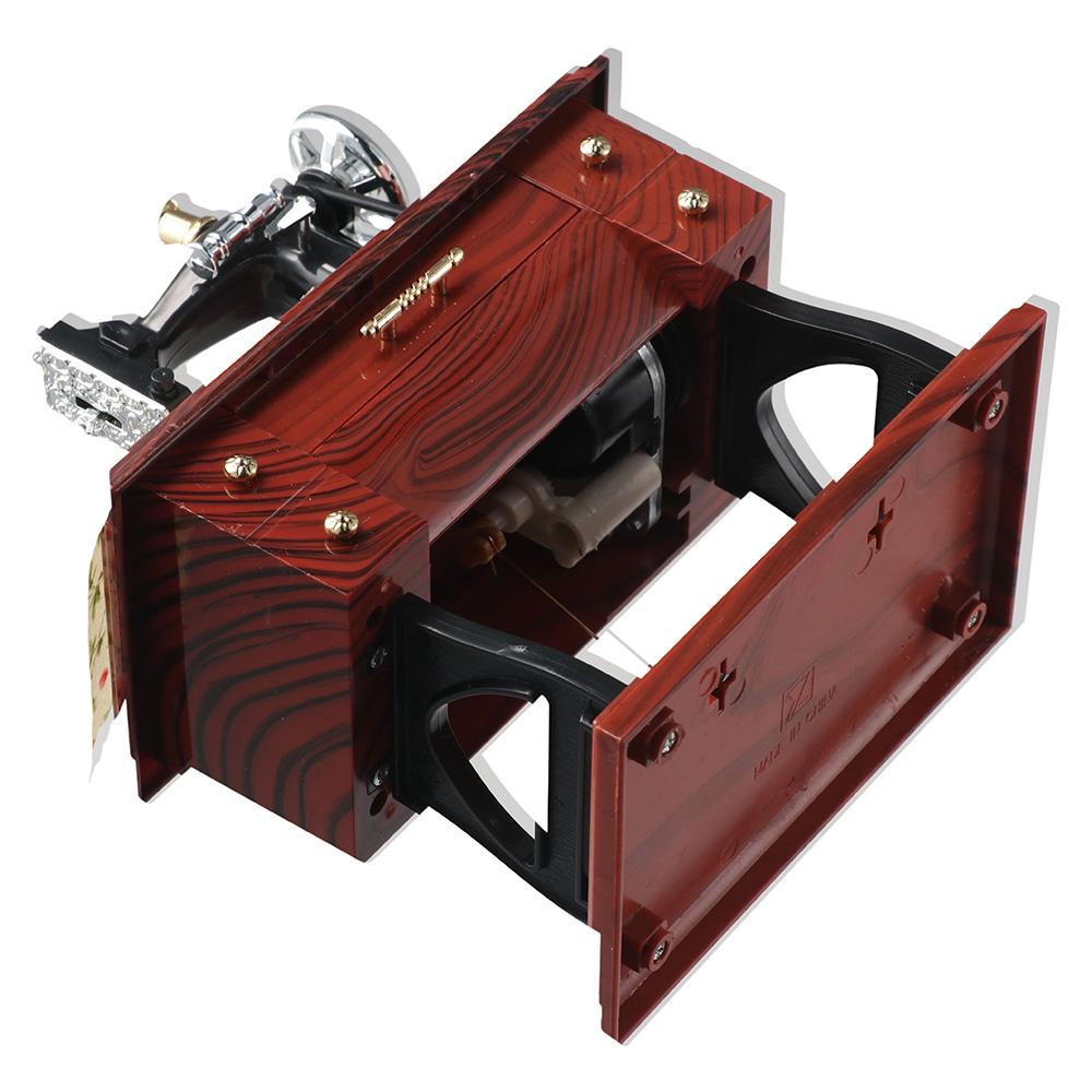 12.0×8.0×16.0 cm Retro Sewing Music Box Wood color Table Desk Mechanical  For Home Decor