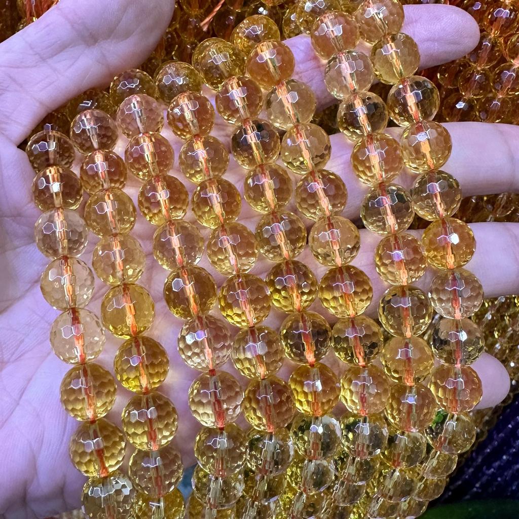 Гидротермальные цитриновые граненые бусины 6 мм 8 мм 10 мм, бусины из кристалла цитрина, бусины из желтого кварца для изготовления ювелирных изделий