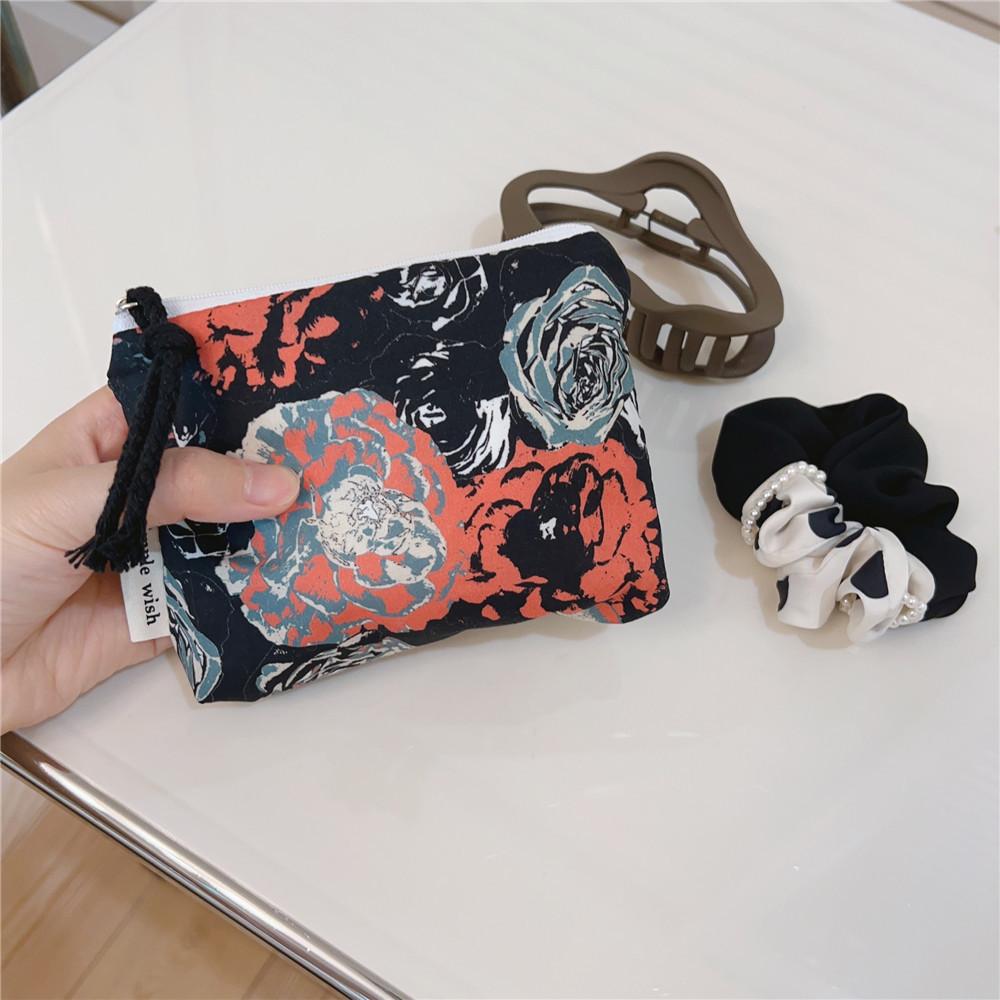 Mini Cotton Floral Organizer Bags for Women Bag Small Fabric Cosmetic Make Up Bag Little Purse Coin Pouch Children Cosmetic Case