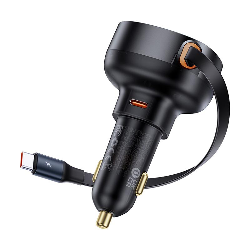 Enjoyment Pro Car Charger with Retractable USBC Cable 60W Black