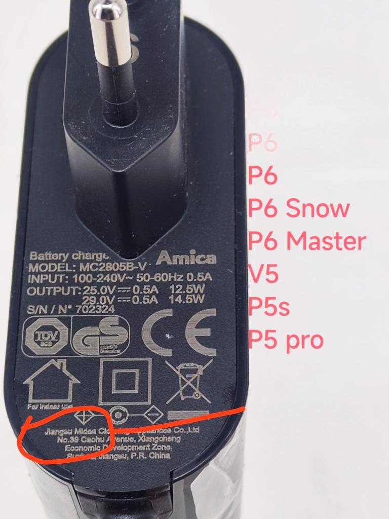MC2805B-V 0.5A EU зарядное устройство для Midea Vacuum V5 P5s P5 pro P6 P6 Snow 25v