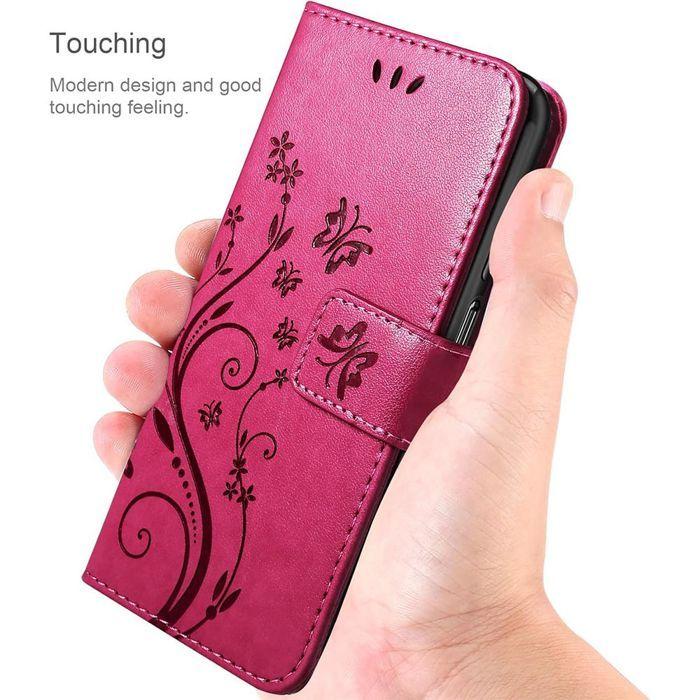 Coque de Protection - BOOLING - pour Samsung Galaxy A17 4G/5G - Anti-Rayures Cuir PU Fuchsia Motif Floral