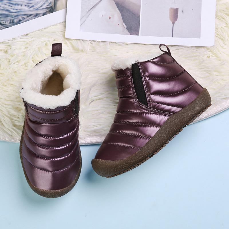 TUINANLE Детские зимние сапоги, зимняя нескользящая непромокаемая хлопковая обувь, детская утепленная плюшевая обувь без шнуровки для девочек