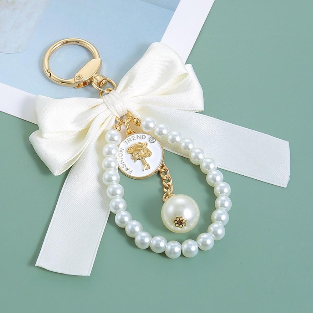 Pearl Chain Bow Key Chain Big Bow Car Key Holder Fashion Car Keychain
