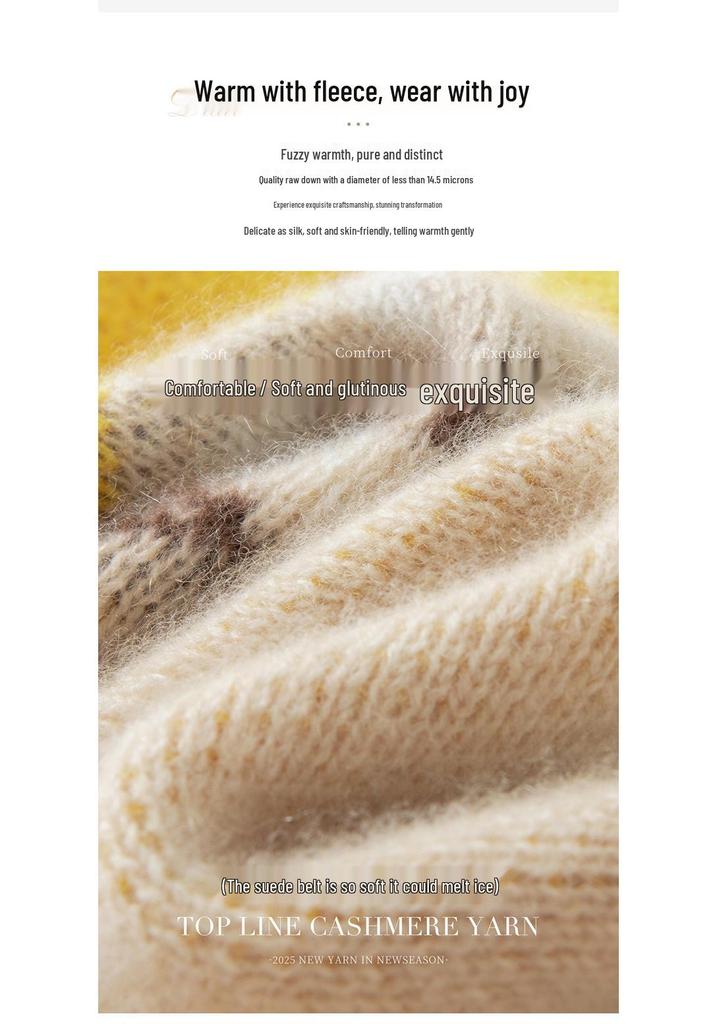Women's Simple Fair Isle Snowflake Cashmere Sweater - Autumn/Winter Knitwear Pullover