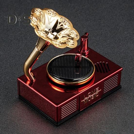 Автомобильный освежитель воздуха на солнечной энергии, винтажный фонограф, проигрыватель пластинок, длительный аромат, авто ароматерапевтический диффузор, орнамент, аксессуары для салона автомобиля