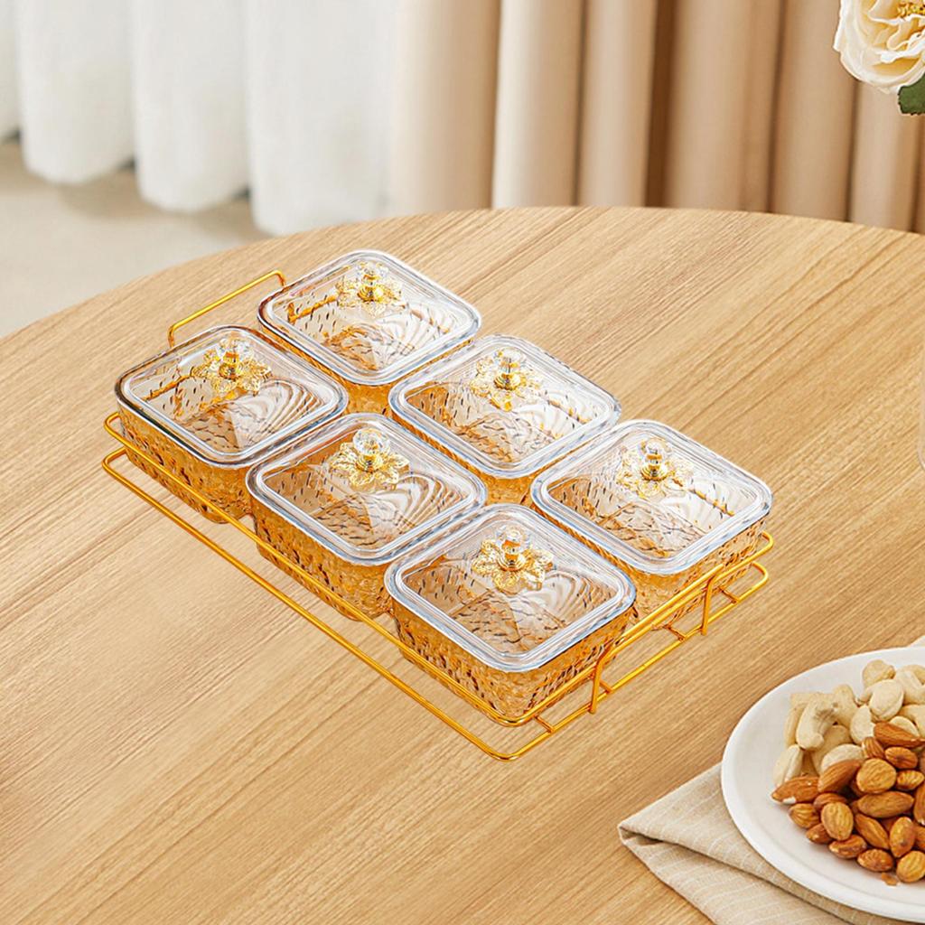 Divided Serving Dishes Divided Fruit Tray Platter Wedding Nuts Plate Dried Fruit Tray with Lid for Candy Fruit Appetizer Nut