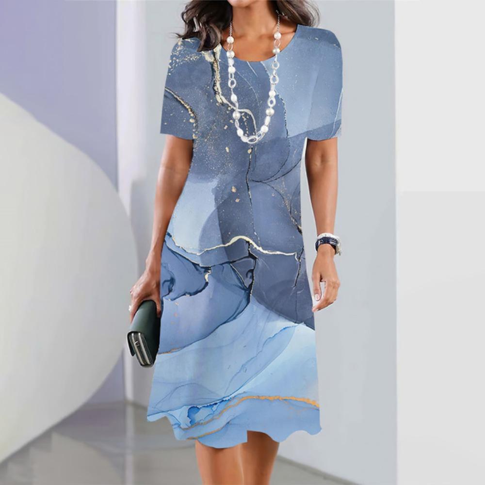 Женские платья Винтаж Текстурированный принт Топ с коротким рукавом Модная юбка Летние свободные платья Y2k Женская повседневная одежда
