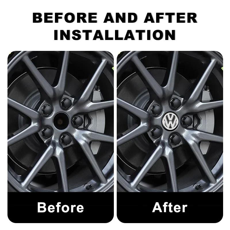For Volkswagen 56mm Aluminum Alloy Car Wheel Center Decal Hub Sticker Emblem For VW Polo Passat B5 B6 B7 T4 T5 Golf 4 5 6 Tiguan Jetta Gol EO1