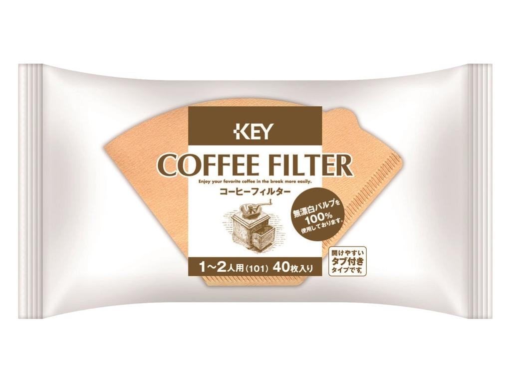 key coffee Coffee Filters for 1-2 People, Unbleached, with Tab, 40 Filters X 10 Bags