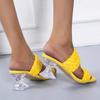 Fashion Summer Women Mules Design Slippers Sandal Slides Braided Cord 7cm Transparent Heels Women Shoes Female Size36-43