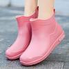 Rain Shoes Women's Fashion Outer Wear Summer Outer Wear Short Rubber Shoes Velvet Waterproof Rubber Shoes Girls Wear-resistant Rain Boots