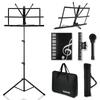 Donner Lightweight Folding Music Stand with Music Clips and File, Stable Height Adjustable from 80cm To 135cm, Large Capacity Storage Case Included,