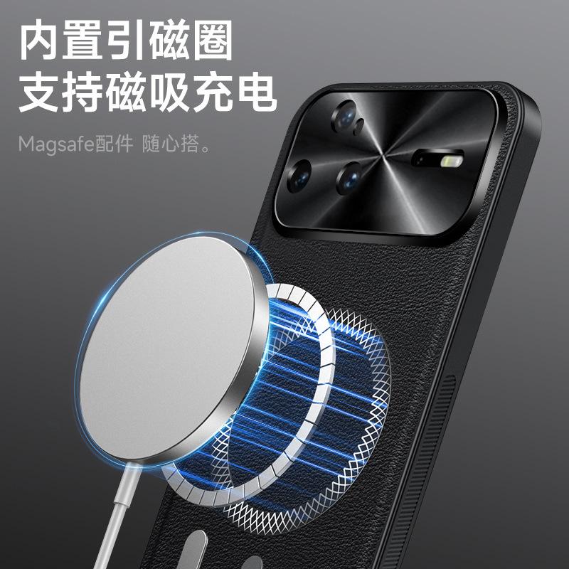 Применимо к чехлу для мобильного телефона Huawei Nova16Pro металлический объектив Nova11 магнитное притяжение магнитный кожаный узор противоударный защитный чехол