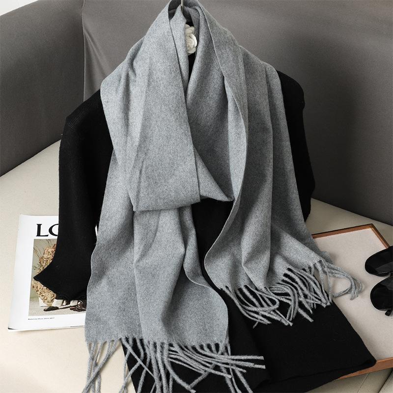 62Color Solid Women Winter Scarf Теплый Утолщенный Кашемировый Шаль Уличная Мода Роскошные Кисточки Пашмина Дамская Накидка Ветрозащитные Шарфы