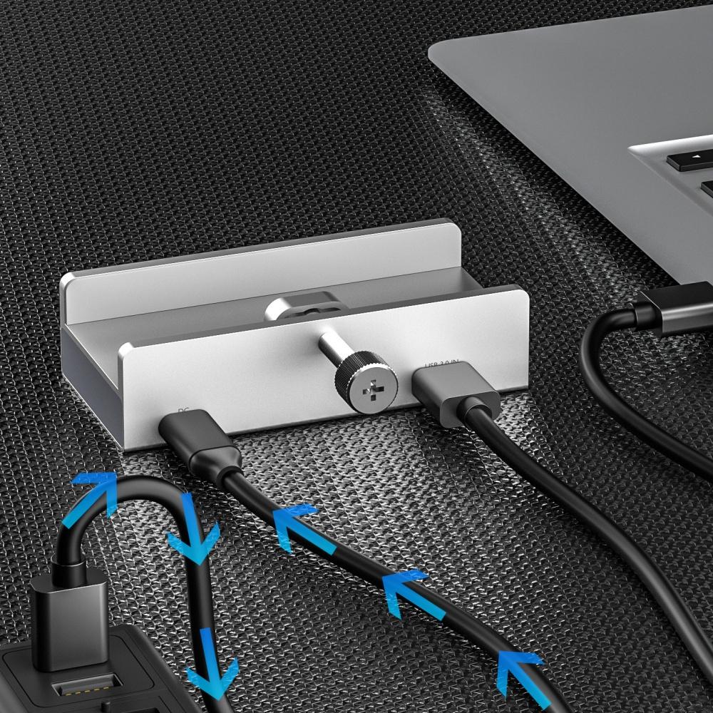 4-портовый USB 3.0 зажимной концентратор, разветвитель Type-C для настольного монитора, толщина 5-30 мм