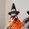 Halloween Witch Doll Decor with Broom Small Witch Figurine with Gauze Skirt Kitchen Hanging Witch Ornament for Room Door Window Halloween Decor