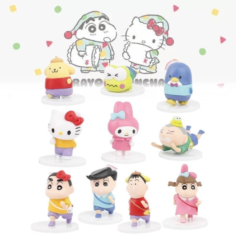 Cute Crayon Shin-chan Sanrio Collaboration Figures Pvc Blind Box Gashapon Collectibles
