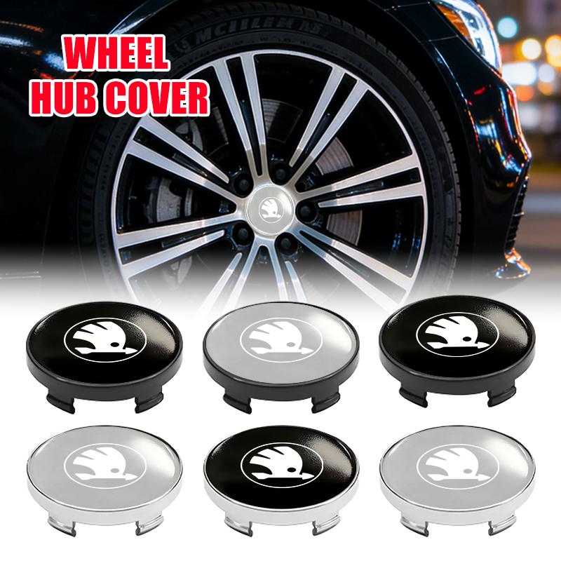 ZDVK6 Car Wheel Hub Center Cap Rim Cover Emblem Stickers Accessories For Skoda Fabia 1 2 Octavia a7 RS Superb Rapid Yeti Karoq Vision