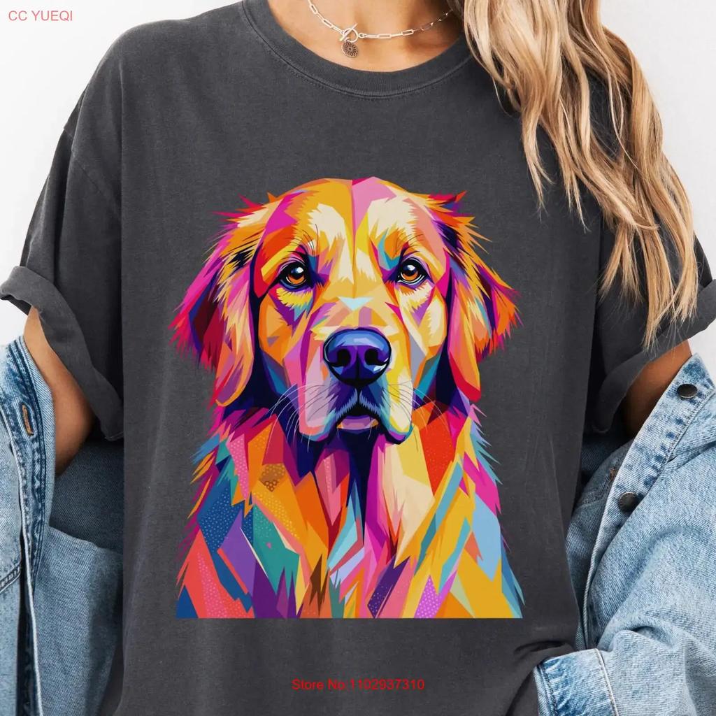 Golden Retriever T Shirt Colorful Geometric Art Vibrant Dog Lover Abstract Vintage Graphic Comfortable Unisex Fashion