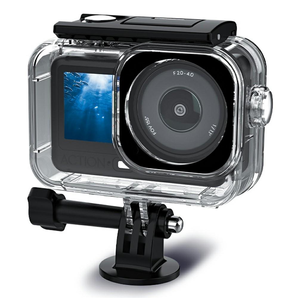 For DJI Osmo Action 6 60m Depth Camera Waterproof Case Transparent PC + Tempered Glass Anti Fog Underwater Housing