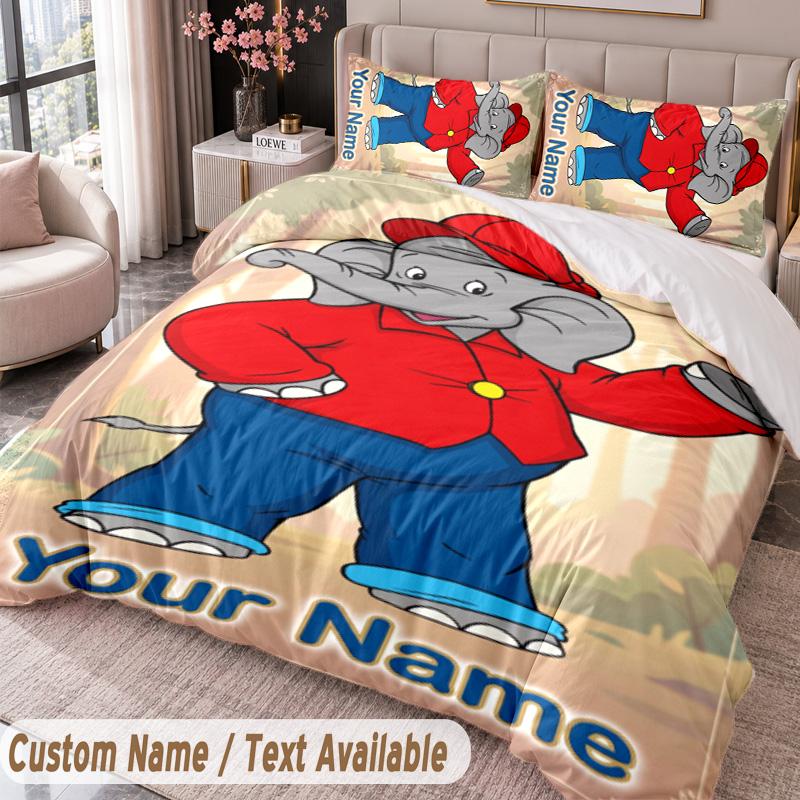 Custom Name Text 3Pcs Bedding Set Benjamin Blümchen Duvet Cover And Two Pillowcases