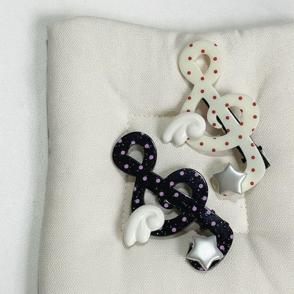 Acrylic Musical Note Hair Clip Anti Slip Star Wing Clip Fashion Student Hair Accessory Casual Wear