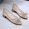 2024 Luxury Sandals Gold Thread Sequin Lace Style Women's Flat Shoes Bow Decoration Comfortable Lazy Shoes Low Heel Ballet Shoes