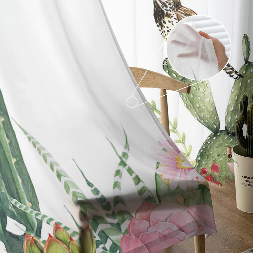 Spring Flower Bloom Butterfly Bird Tulle Curtains for Living Room Kitchen Bedroom Sheer Tulle for Cafe Hotel Modern Home Decor